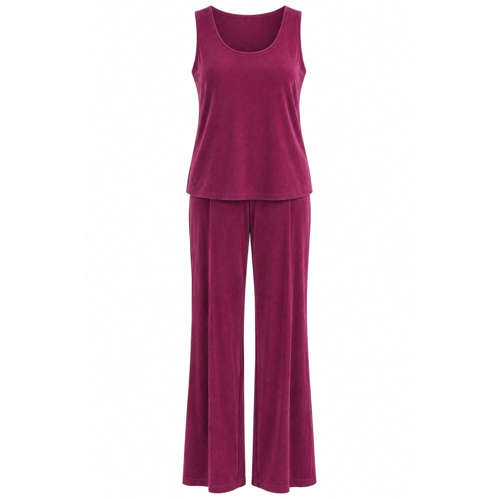 Chicos Travelers Plum Purple 2 Piece Set Tank Top Straight Leg Pants Size 3 XL